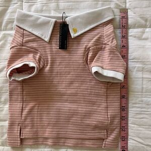 Pink striped Dog polo with White Collar